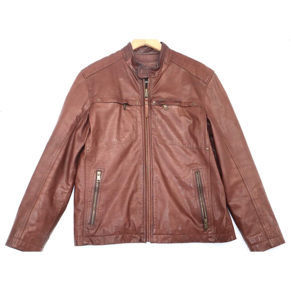 Marc New York Andrew Marc Mens Leather Jacket Size M Full-Zip Front With Pockets